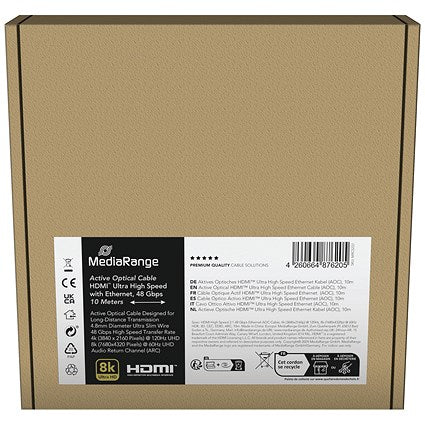 MediaRange Active Optical HDMI Cable with Ethernet 48Gbit, 10m, Black