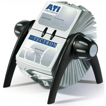 Durable Visifix 400 Card Rotary Business Card Holder File, A-Z Index, Black