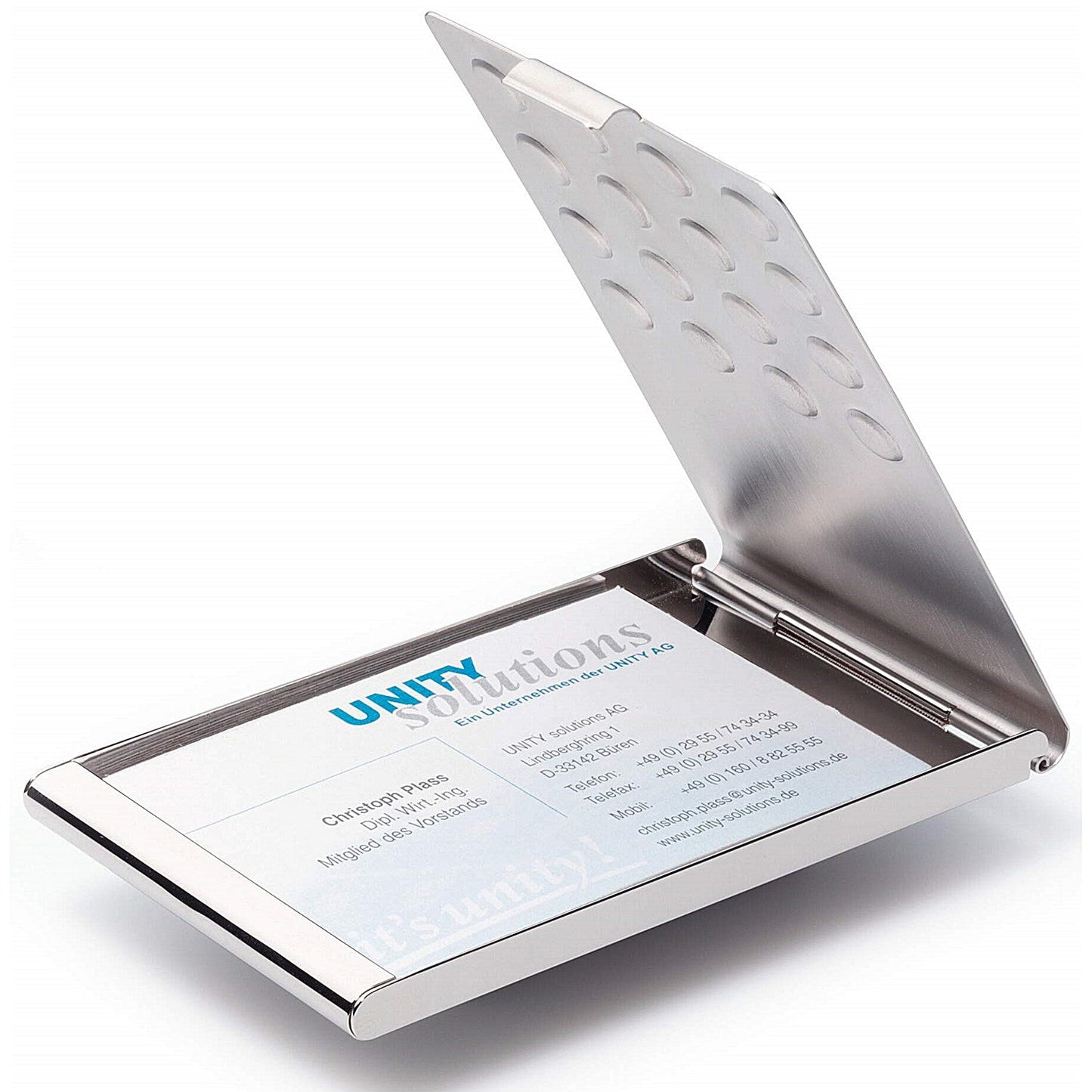 Durable Business Card Box, Chrome