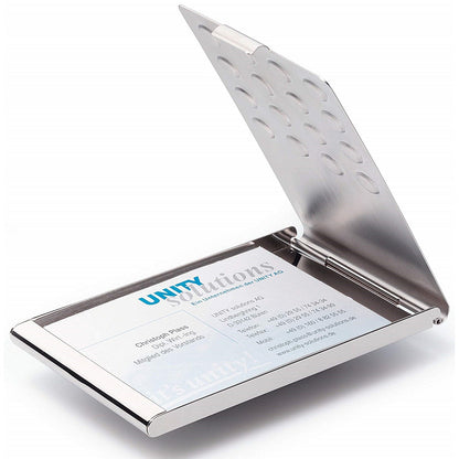 Durable Business Card Box, Chrome
