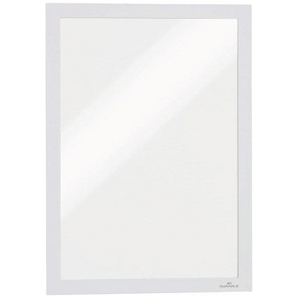 Durable Duraframe Self Adhesive Signage Frame, A4, White, Pack of 2