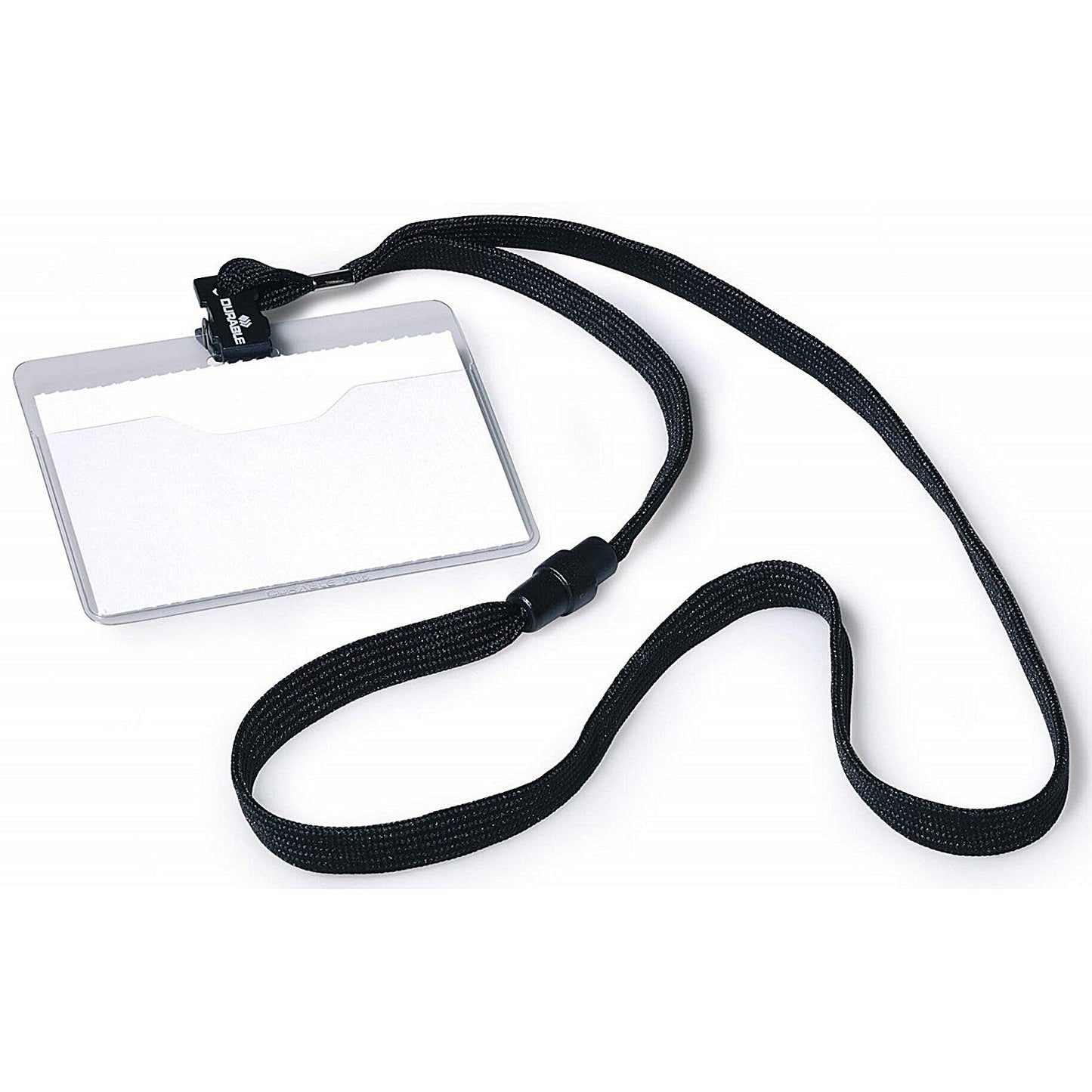 Durable Lanyard Name Badge ID Card Holder + Inserts, 60x90mm, Black, Pack of 10 Easy2Order : X813901
