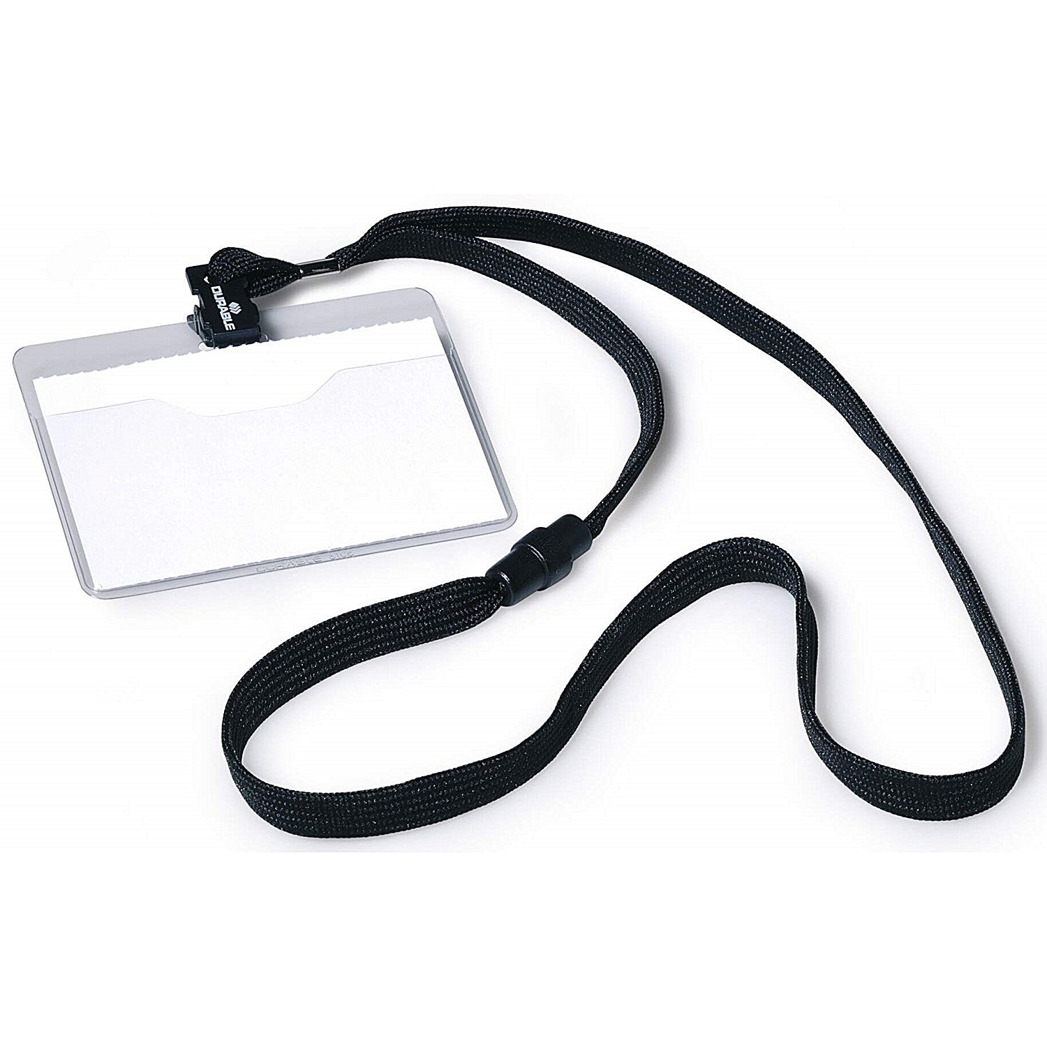 Durable Lanyard Name Badge ID Card Holder + Inserts, 60x90mm, Black, Pack of 10 Easy2Order : X813901