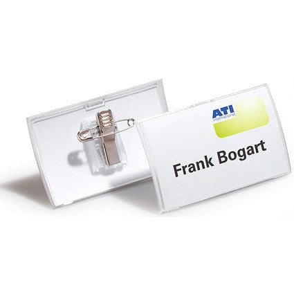 Durable Name Badge, Click Fold, With Combi Clip, 40x75mm, Pack of 25