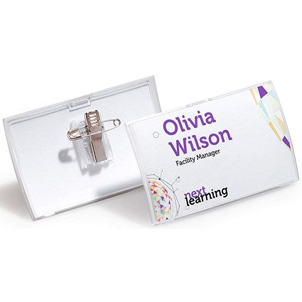Durable Name Badge, Click Fold, With Combi Clip, 40x75mm, Pack of 25