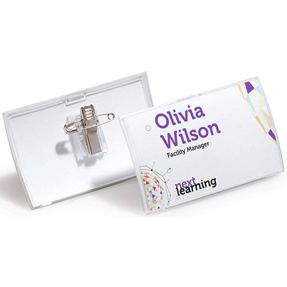 Durable Name Badge, Click Fold, With Combi Clip, 40x75mm, Pack of 25