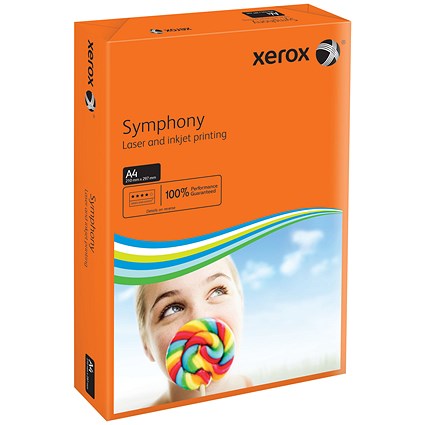 Xerox A4 Symphony Coloured Paper, Deep Orange, 80gsm, Ream (500 Sheets)