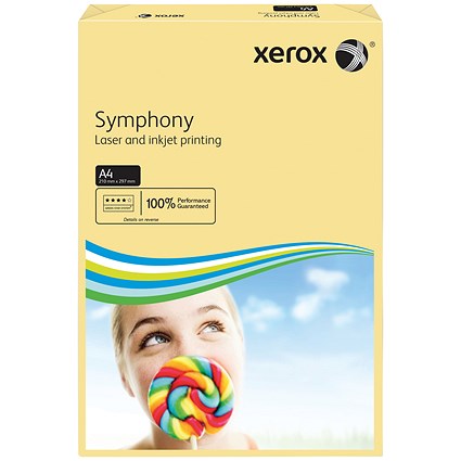 Xerox A4 Symphony Coloured Paper, Ivory, 80gsm, Ream (500 Sheets)