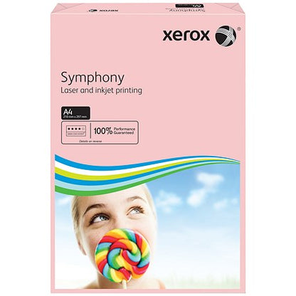 Xerox A4 Symphony Coloured Paper, Pastel Pink, 80gsm, Ream (500 Sheets)