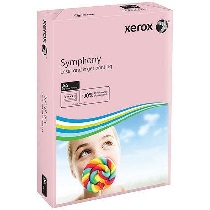Xerox A4 Symphony Coloured Paper, Pastel Pink, 80gsm, Ream (500 Sheets)