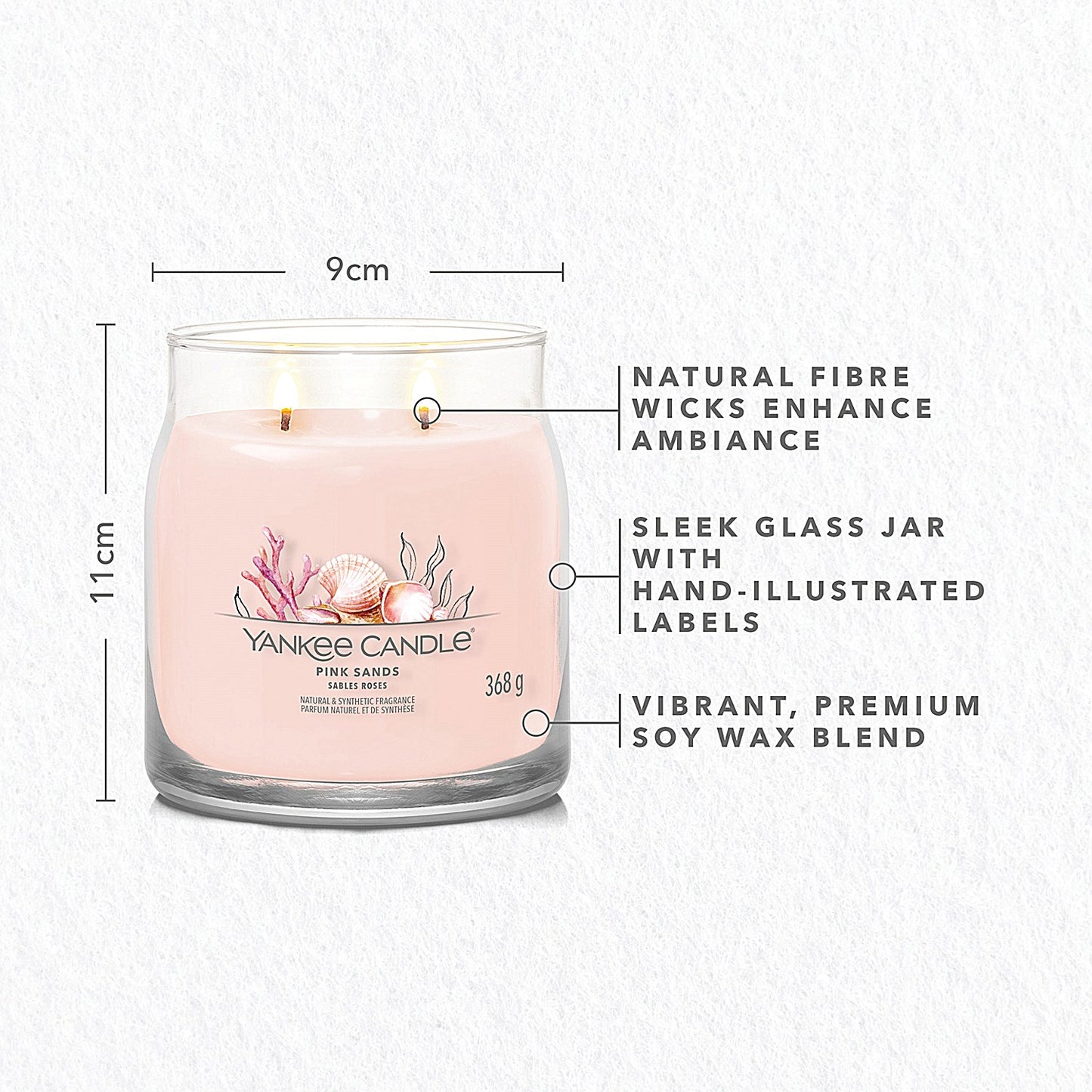 Yankee Candle Signature Medium Jar, 368g, Pink Sands, Pack of 4