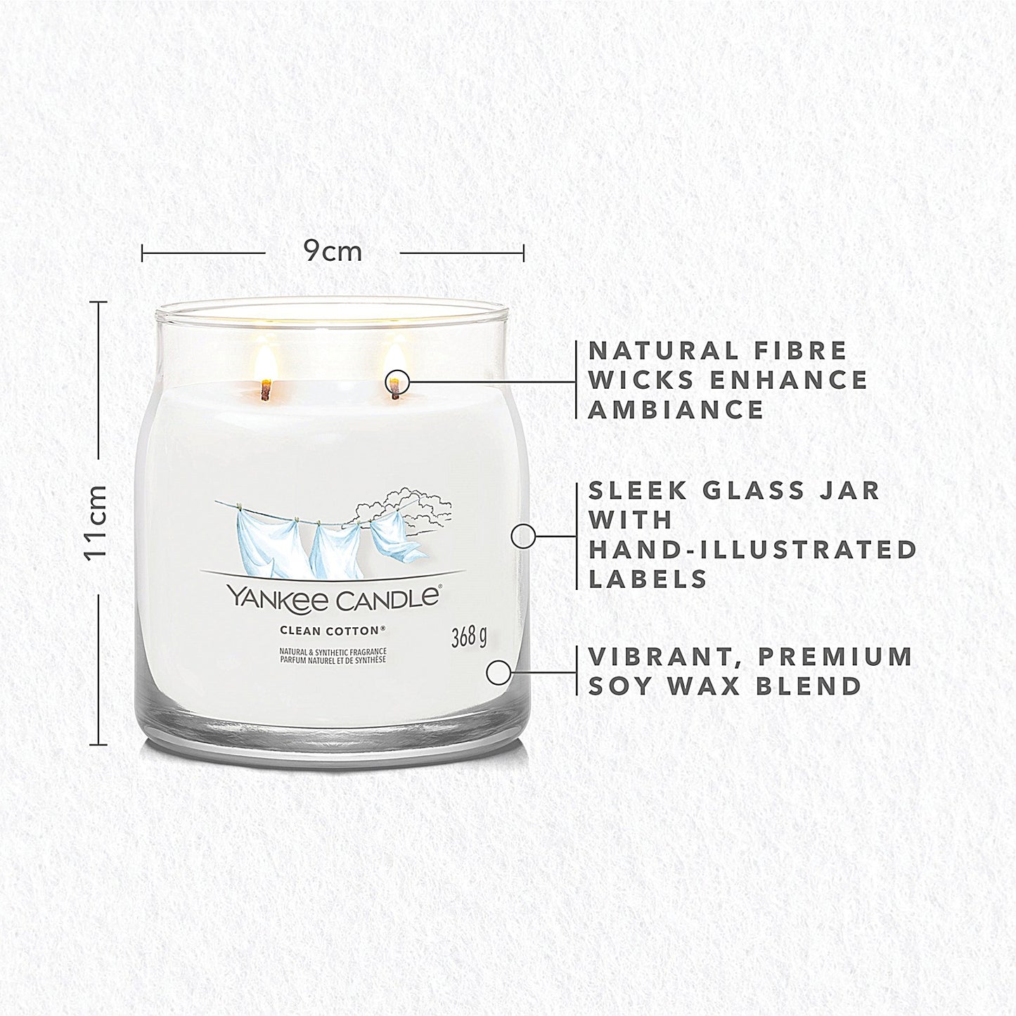 Yankee Candle Signature Medium Jar, 368g, Clean Cotton, Pack of 4