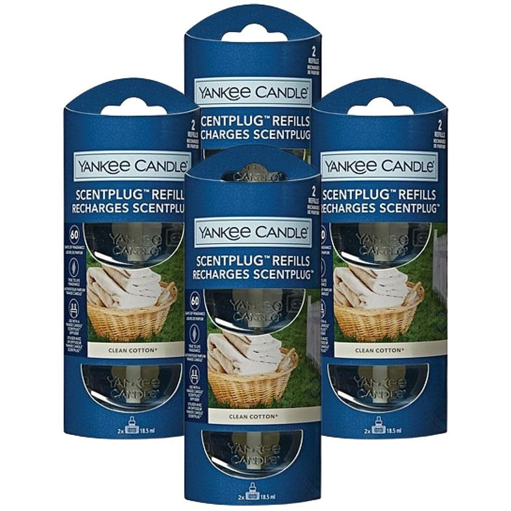 Yankee Candle Scent Plug Refill, 2 Per Pack, Clean Cotton, Pack of 4