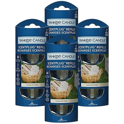 Yankee Candle Scent Plug Refill, 2 Per Pack, Clean Cotton, Pack of 4